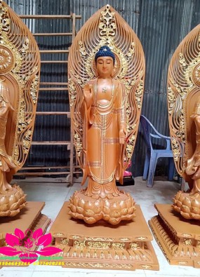 Tôn Tượng Phật A di đà đứng cao 90cm lên thân quang 1.1m sen kim cang màu HL913
