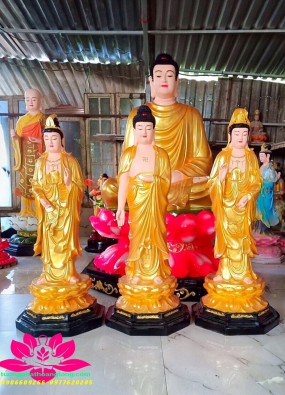 tôn Tượng Tam Thế Phật đứng cao 1,1m  vàng HL116