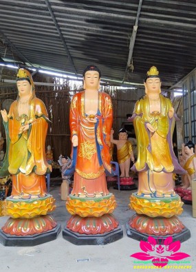 tôn Tượng Tam Thế Phật đứng cao 1,4m màu HL141