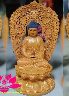 tôn tượng Tam Tôn Phật ngồi cao 40cm lên thân quang 50cm HL45