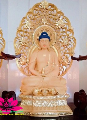 tôn tượng Tam Tôn Phật cao 55cm lên thân quang 70cm HL53