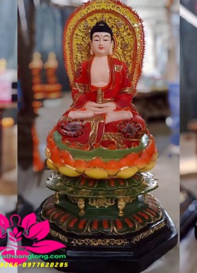 tôn tượng Tam Tôn Phật ngồi cao 80cm lên thân quang 95cm HL81