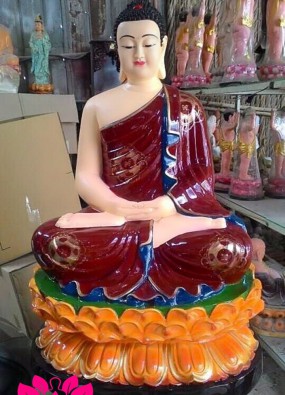 Tôn Tượng Bổn Sư Thích Ca Mâu Ni Phật cao 90cm y xéo màu HL93