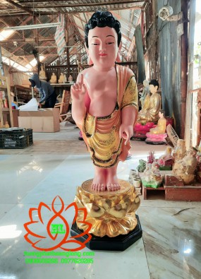Tôn Tượng Phật Đản Sanh cao 80cm dát vàng vẽ HL817