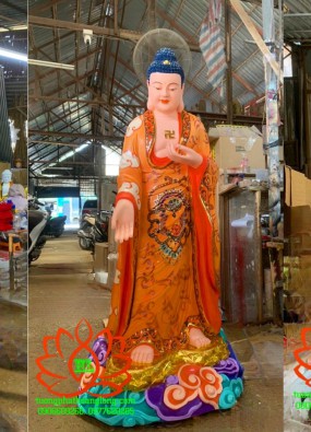 Tôn tượng Tam Tôn Phật đứng cao 1.2m vẽ gấm HL122