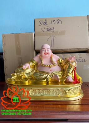 Tôn Tượng Phật Di Lặc kích thước ngang 48cm cao 28cm dát vàng HL52