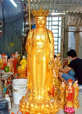 tôn tượng địa tạng vương bồ tát đứng kích thước cao 1 m  vàng HL101