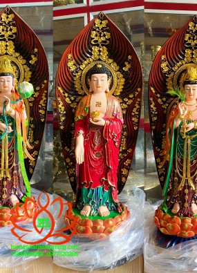 Tôn Tượng Tam Thế Phật kích thước  68 cm + thân quang 86cm HL71