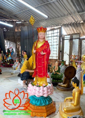 tôn tượng địa tạng vương bồ tát đứng cao 1.2m màu vẽ HL1210