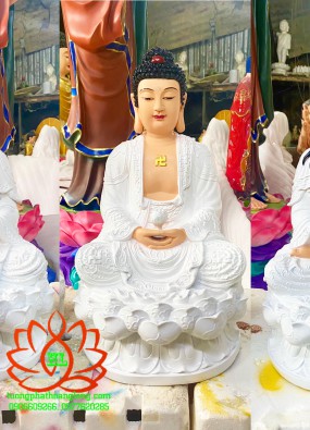 Tôn Tượng Tam Thế Phật ngồi cao 46 cm trắng HL41