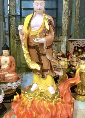 tôn tượng địa tạng vương bồ tát đứng đế lửa cao 1.2m màu vẽ HL129