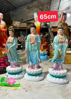 Tôn tượng Tam Thế Phật đứng kích thước cao 65cm HL64