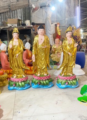 Tôn tượng Tam Thế Phật đứng kích thước cao 90cm HL92