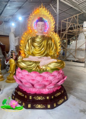Tôn tượng Phật Bổn Sư Thích Ca cao 1.3m luôn hào quang điện 1.5m HL134