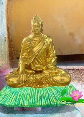 Tôn tượng Phật Bổn Sư đế rơm ấn địa xúc cao 1,1m HL112